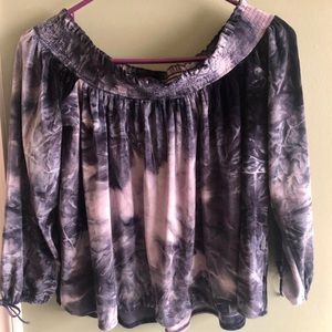 American Eagle Tie Dye Blue Soft Velvet Top Small